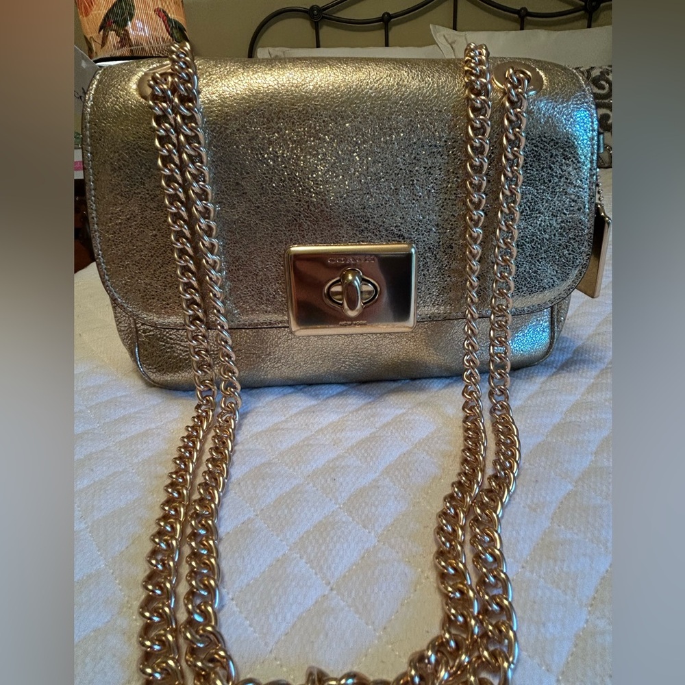 Coach Cassidy Crossbody/Shoulder Bag in Crinkle Metallic Gold - Picture 3 of 16